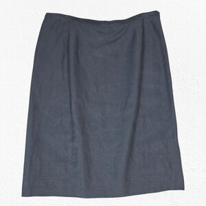 Y2K Pendleton Dark Gray Silk Linen Mid Rise Classic A-Line Midi Skirt Size 14